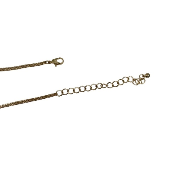 Matte Gold Tone Lattice Geometric Scalloped Statement Necklace - Picture 8 of 8